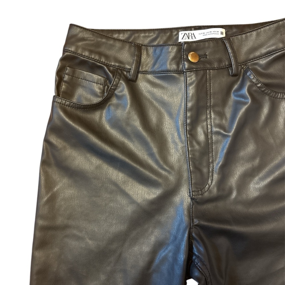 Zara FAUX‎ LEATHER FLARED SLIM PANTS BLACK - REF. 2161/872 - Picture 2 of 5